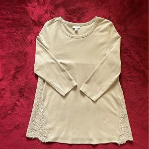 Ponte Knit Tunic with Lace Back